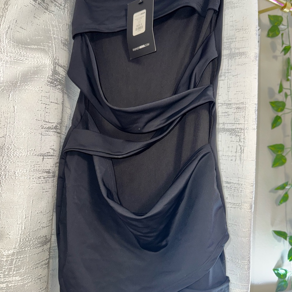 Fashion Nova Black Sheer Mesh Cutout Mini Dress
